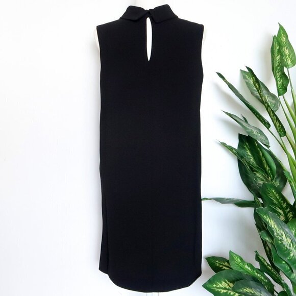 Anthropologie Dina Agam Black Crepe & Blue Lambskin Mock Sleeveless Shift Dress - Picture 10 of 16